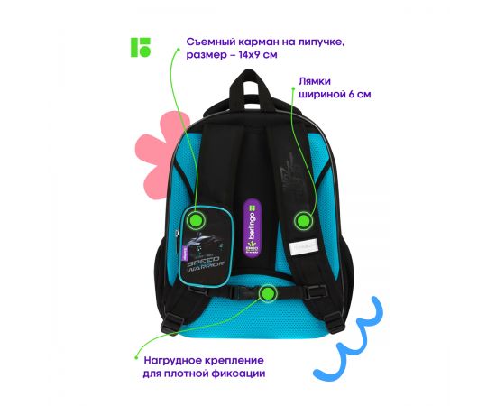 Ранец Berlingo Expert Plus "Virtual racing" 37*28*16см, 2 отделения, 2 кармана, анатомическая спинка RU09030