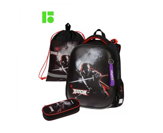Ранец Berlingo Expert Box "Ninja" 38*29*16см, 2 отделения, анатомическая спинка, пенал и мешок для обуви в комплекте RU09075