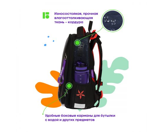 Ранец Berlingo Expert Box "Ninja" 38*29*16см, 2 отделения, анатомическая спинка, пенал и мешок для обуви в комплекте RU09075