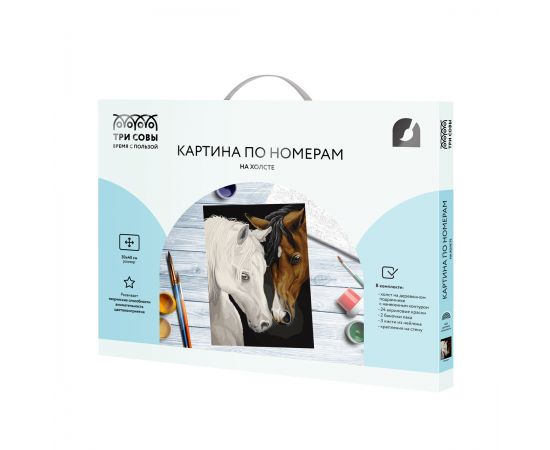 Картина по номерам на холсте ТРИ СОВЫ "Лошади", 30*40, с акриловыми красками и кистями КХ3040_53830