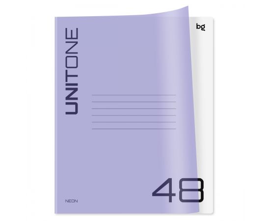 Тетрадь 48л. А5, клетка BG "UniTone. Neon", пластиковая обложка, неон сиреневый Т5ск48_пл 12470