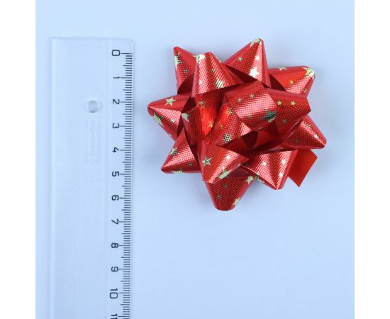 Бант-звезда №7,5, фасовка 8 шт., металик с рисунком, микс 2952020