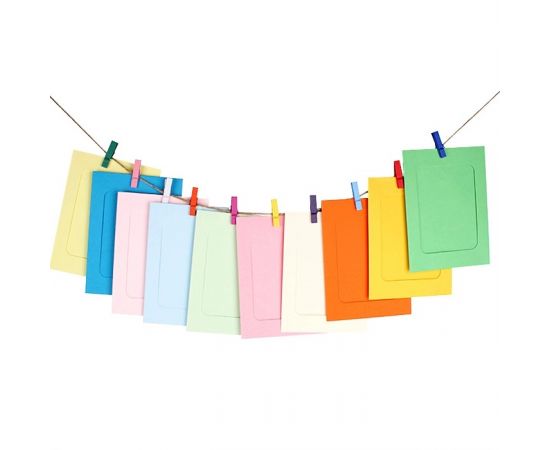 Растяжка с фоторамками цветная 8*10,5 см (10 бум.рамок+10 прищепок+шпагат) набор DV-H-1271A