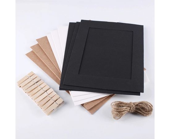 Растяжка с фоторамками 8*10,5 см (10 бум.рамок+10 прищепок+шпагат) набор DV-H-1271