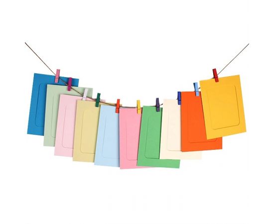 Растяжка с фоторамками цветная 9*13 см (10 бум.рамок+10 прищепок+шпагат) набор DV-H-1272A