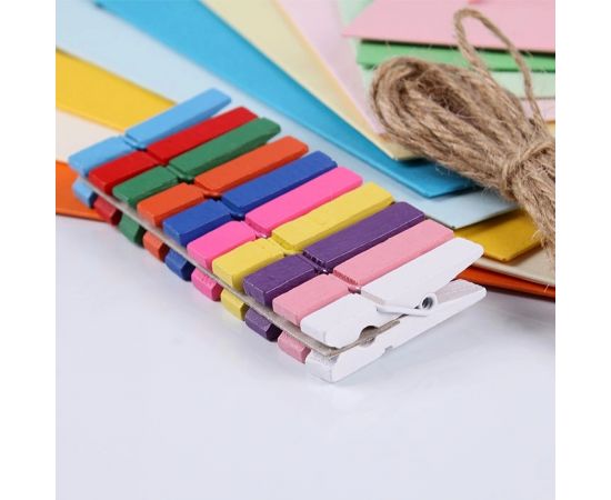 Растяжка с фоторамками цветная 9*13 см (10 бум.рамок+10 прищепок+шпагат) набор DV-H-1272A