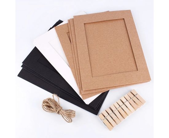 Растяжка с фоторамками 9*13 см (10 бум.рамок+10 прищепок+шпагат) набор DV-H-1272