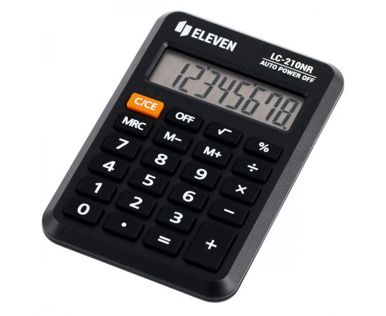 Калькулятор карманный Eleven LC-210NR, 8 разрядов, питание от батарейки, 64*98*12мм, черный LC-210NR