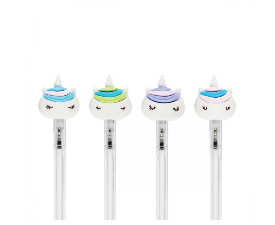 Ручка шариковая MESHU "White Unicorn", синяя, 0,7мм, корпус ассорти, с топпером MS_02613