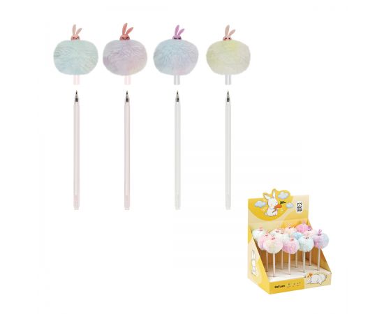 Ручка шариковая MESHU "Sugar Bunny", синяя, 0,7мм, корпус ассорти, с топпером MS_02774