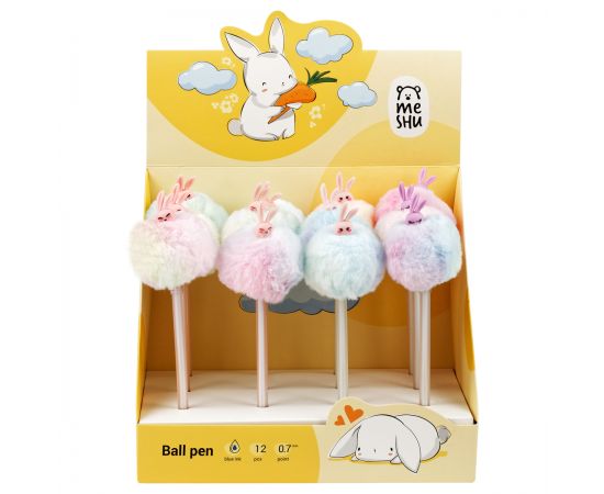 Ручка шариковая MESHU "Sugar Bunny", синяя, 0,7мм, корпус ассорти, с топпером MS_02774