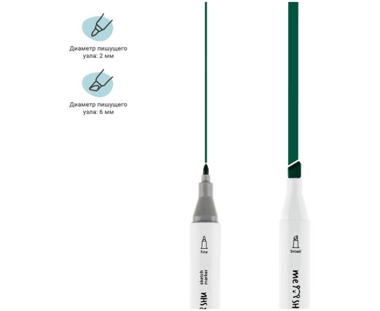 Набор двусторонних маркеров для скетчинга MESHU 06цв., основные цвета, корпус трехгранный, пулевид./клиновид.наконечники, ПВХ-бокс MS_38249