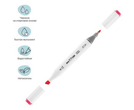 Набор двусторонних маркеров для скетчинга MESHU 06цв., флуоресцентные цвета, корпус трехгранный, пулевид./клиновид.наконечники, ПВХ-бокс MS_38253
