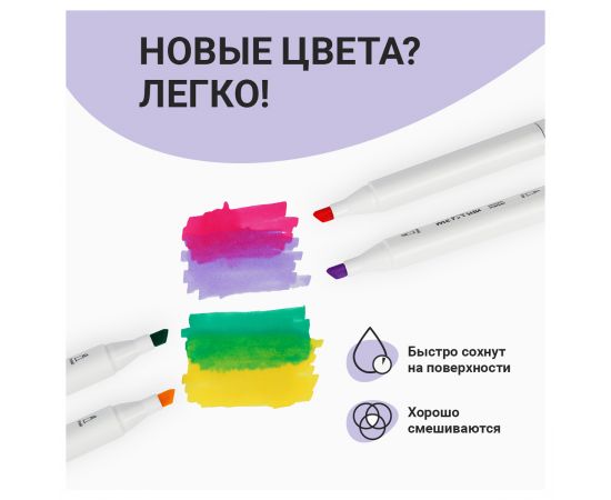 Набор двусторонних маркеров для скетчинга MESHU 12цв., основные и флуоресцентные цвета, корпус трехгранный, пулевид./клиновид.наконечники, ПВХ-бокс MS_38259