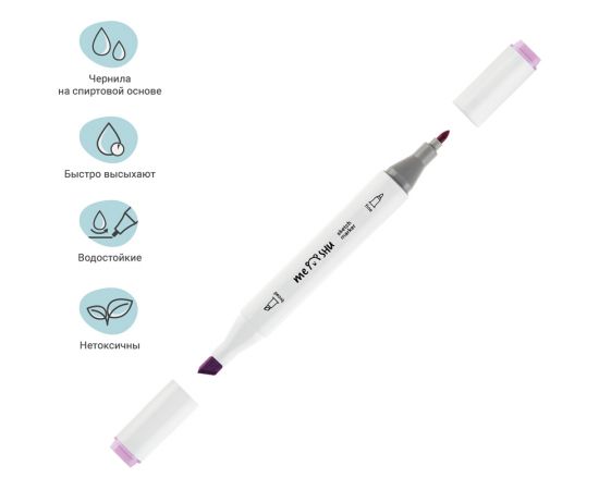 Набор двусторонних маркеров для скетчинга MESHU 24цв., пастельные цвета, корпус трехгранный, пулевид./клиновид.наконечники, ПВХ-бокс MS_38262