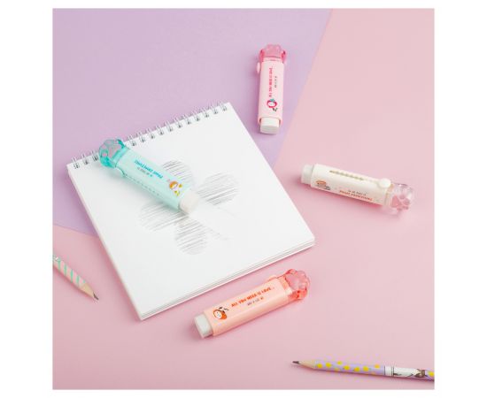 Ластик MESHU "Cat Paw", 93*28*17мм, термопластичная резина, выдвижной, пластиковый футляр MS_54912