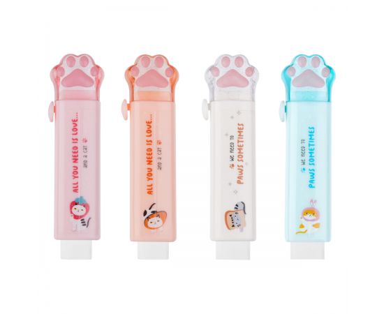 Ластик MESHU "Cat Paw", 93*28*17мм, термопластичная резина, выдвижной, пластиковый футляр MS_54912