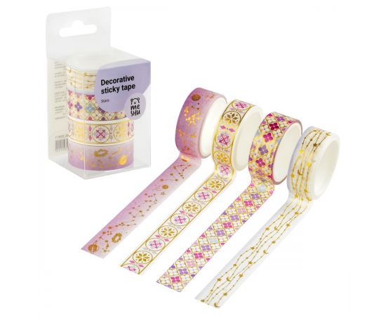 Набор клейких декоративных лент MESHU "Stars", 4шт MS_55911