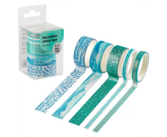Набор клейких декоративных лент MESHU "Blue pattern", 5шт MS_55917