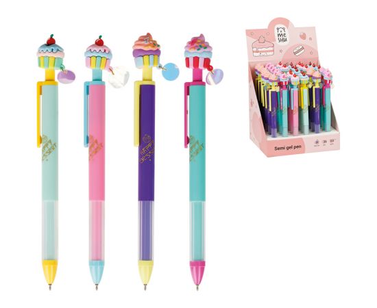 Ручка шариковая автоматическая MESHU "Sweets" синяя, 0,5мм, грип, корпус ассорти, с топпером MS_60980