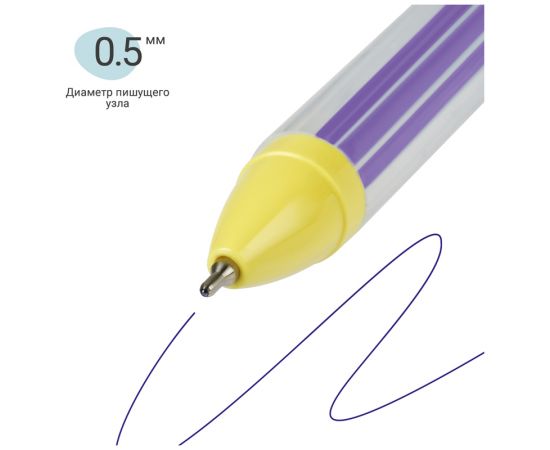 Ручка шариковая автоматическая MESHU "Sweets" синяя, 0,5мм, грип, корпус ассорти, с топпером MS_60980