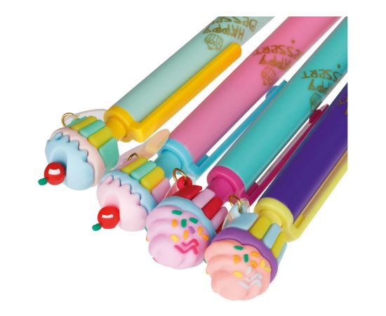 Ручка шариковая автоматическая MESHU "Sweets" синяя, 0,5мм, грип, корпус ассорти, с топпером MS_60980