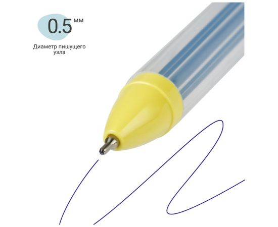 Ручка шариковая автоматическая MESHU "Space Journey" синяя, 0,5мм, грип, корпус ассорти, с топпером MS_61024