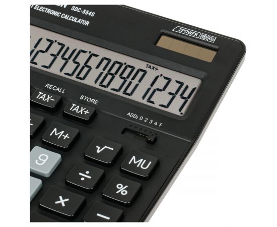 Калькулятор настольный Eleven SDC-554S, 14 разрядов, двойное питание, 155*205*36мм, черный SDC-554S