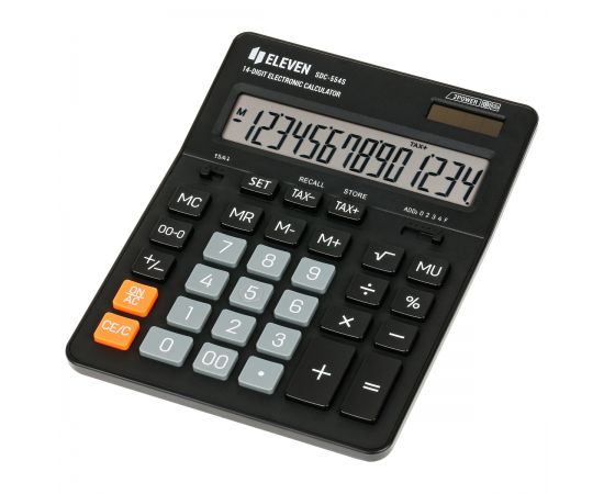 Калькулятор настольный Eleven SDC-554S, 14 разрядов, двойное питание, 155*205*36мм, черный SDC-554S