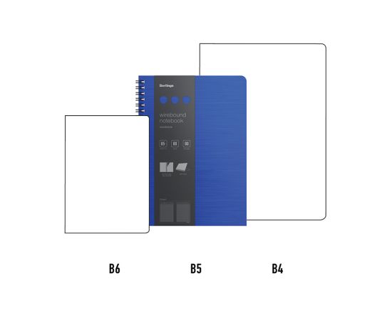 Бизнес-тетрадь В5+, 80л., Berlingo "Steel&Style", клетка, на гребне, 80г/м2, пластик. (полифом) обложка, линейка-закладка, синяя WNt_B5002