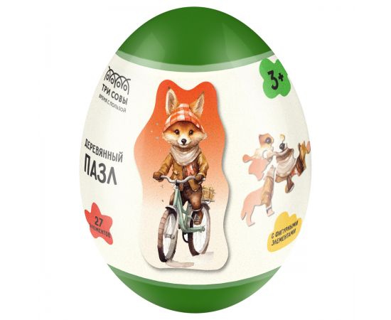 Деревянный пазл в яйце ТРИ СОВЫ "Лис" ДП_55045/ПЗ00123