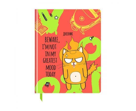 Дневник 1-11 кл. 48л. (твердый) BG "Mood today", иск. кожа, полноцветная неоновая печать Дтк5т48 11566