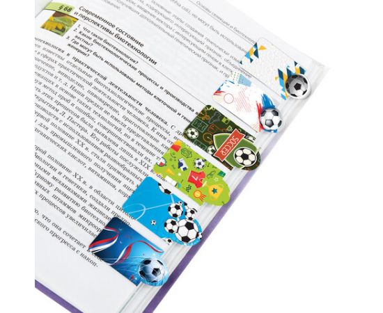 Закладки для книг МАГНИТНЫЕ c высечкой, "FOOTBALL" , набор 6 шт., 35х25мм, BRAUBERG, 113161 113161