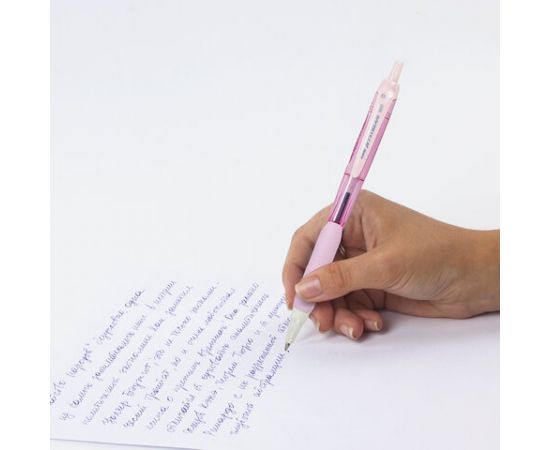 Ручка шариковая масляная автомат. с грипом UNI JetStream, СИНЯЯ, корпус розовый, 0,35мм, ш/к 03712 144112