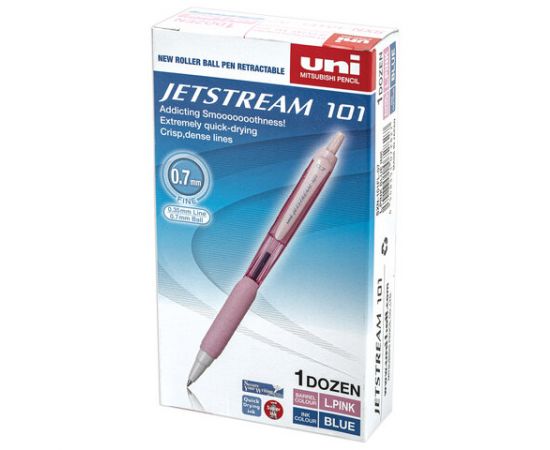 Ручка шариковая масляная автомат. с грипом UNI JetStream, СИНЯЯ, корпус розовый, 0,35мм, ш/к 03712 144112
