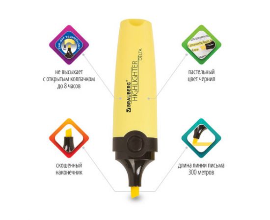 Набор текстовыделителей 12 ЦВЕТОВ на подставке, BRAUBERG "DELTA", линия 1-5 мм, 151737 151737