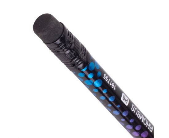 Карандаш чернографитный BRAUBERG "RHOMBUS", 1 шт., HB, с ластиком, корпус ассорти, 181755 181755