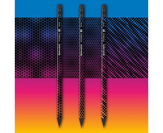 Карандаш чернографитный BRAUBERG "RHOMBUS", 1 шт., HB, с ластиком, корпус ассорти, 181755 181755