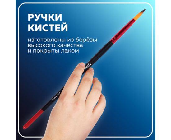 Кисти BRAUBERG PREMIUM, набор 5шт. (синтетика, круглая №1,3,5, плоская №5,8), блистер, 201024 201024