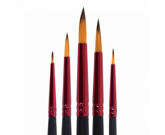 Кисти BRAUBERG PREMIUM, набор 5шт. (синтетика, круглая  №1,2,3,4,5), блистер, 201025 201025