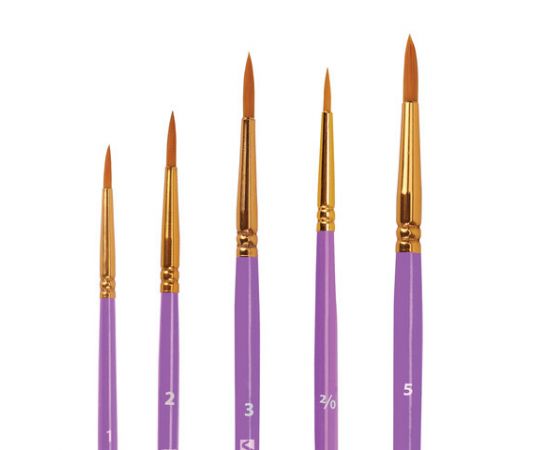 Кисти синтетика BRAUBERG, НАБОР 10шт, фиолетовые (Круглые; Овальные; Плоские; Лайнеры) 201029 201029