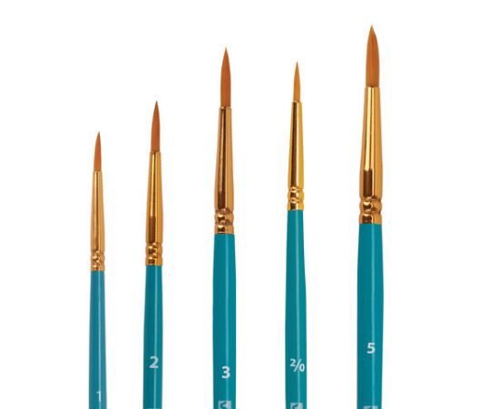 Кисти синтетика BRAUBERG, НАБОР 10шт, синие (Круглые; Овальные; Плоские; Лайнеры), 201030 201030