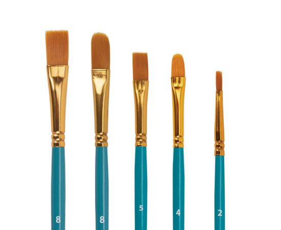 Кисти синтетика BRAUBERG, НАБОР 10шт, синие (Круглые; Овальные; Плоские; Лайнеры), 201030 201030