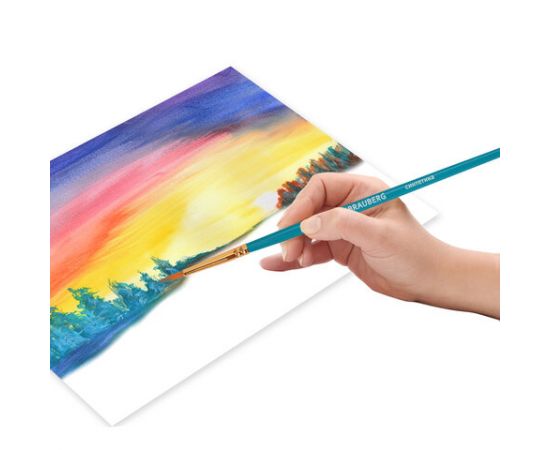 Кисти синтетика BRAUBERG, НАБОР 10шт, синие (Круглые; Овальные; Плоские; Лайнеры), 201030 201030