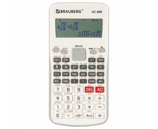 Калькулятор инженерный двухстрочный BRAUBERG SC-880-N 417 функций, 10+2 разр, батарея, БЕЛЫЙ, 250526 250526