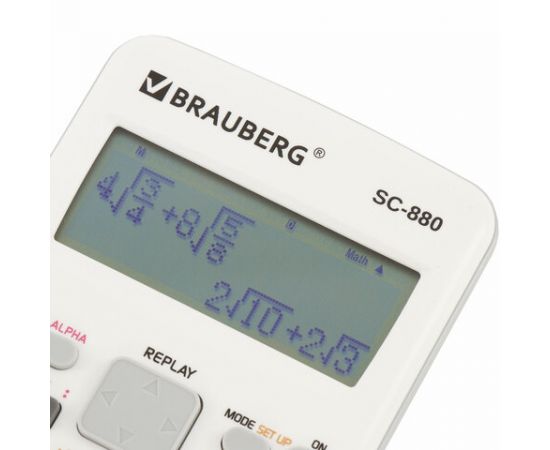 Калькулятор инженерный двухстрочный BRAUBERG SC-880-N 417 функций, 10+2 разр, батарея, БЕЛЫЙ, 250526 250526