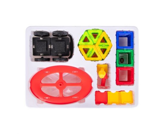 Магнитный конструктор MEGA MAGNETIC BLOCKS-79, с колесной базой и каруселью, BRAUBERG KIDS, 663848 663848
