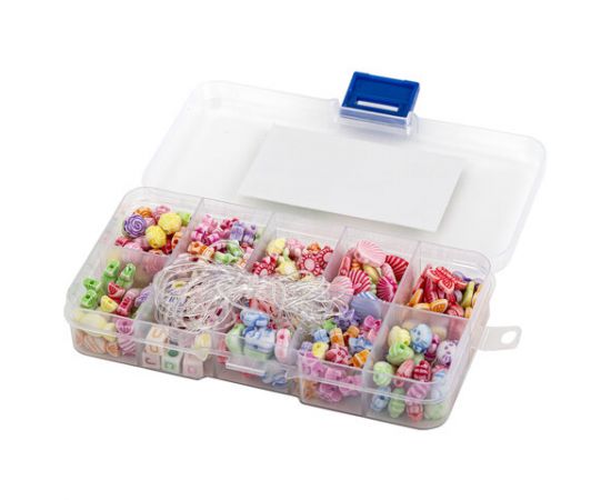 Набор BEADS SET для творчества и рукоделия,200 бусин,10 видов, пастель, нить, BRAUBERG KIDS, 664693 664693