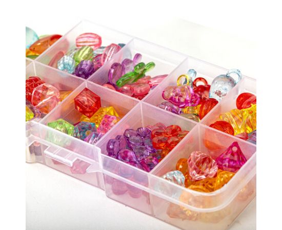 Набор BEADS SET для творчества и рукоделия,200 бусин,10 видов,прозрачные, нить, BRAUBERG KIDS,664694 664694