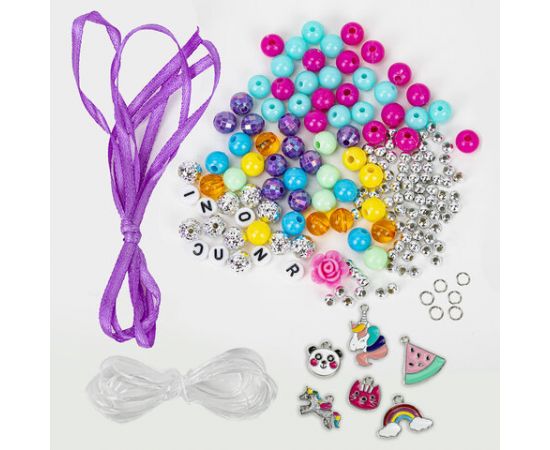 Набор BEADS SET для творчества ЕДИНОРОГИ, 150 бусин, 6 метал. шармов, резинка, BRAUBERG KIDS, 664699 664699